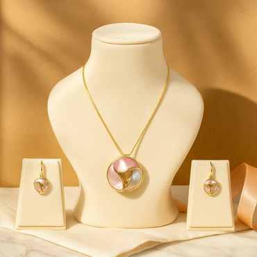 Aanura Tri-Color Swirl Round Necklace & Earrings