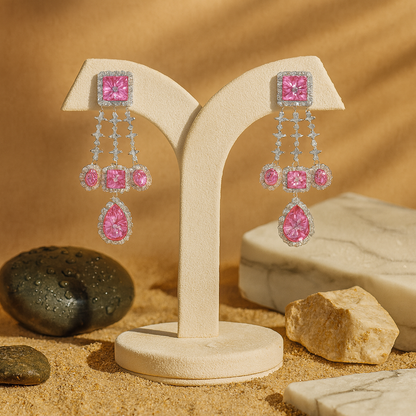 Aanura Pink Sapphire Cascade Drop Earrings
