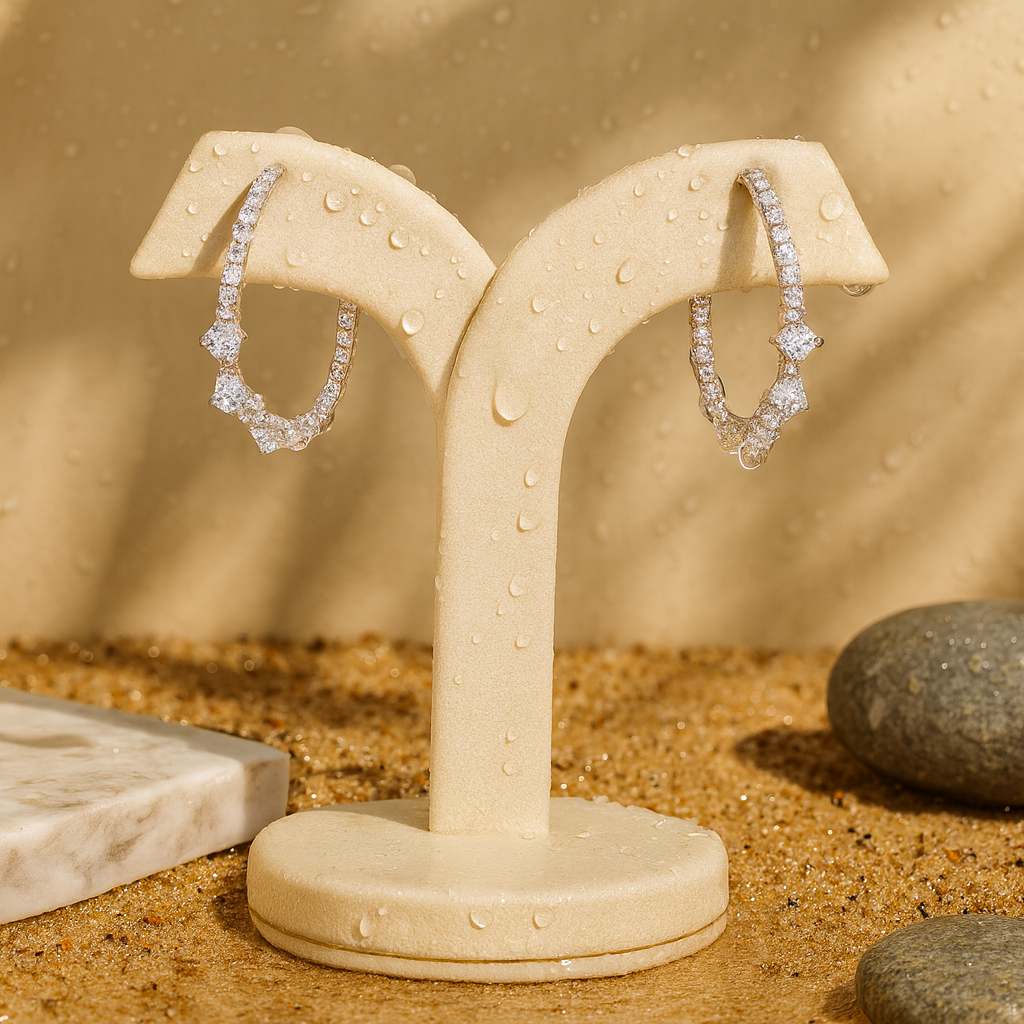 Aanura Pink Crystal Sparkling Hoop Earrings