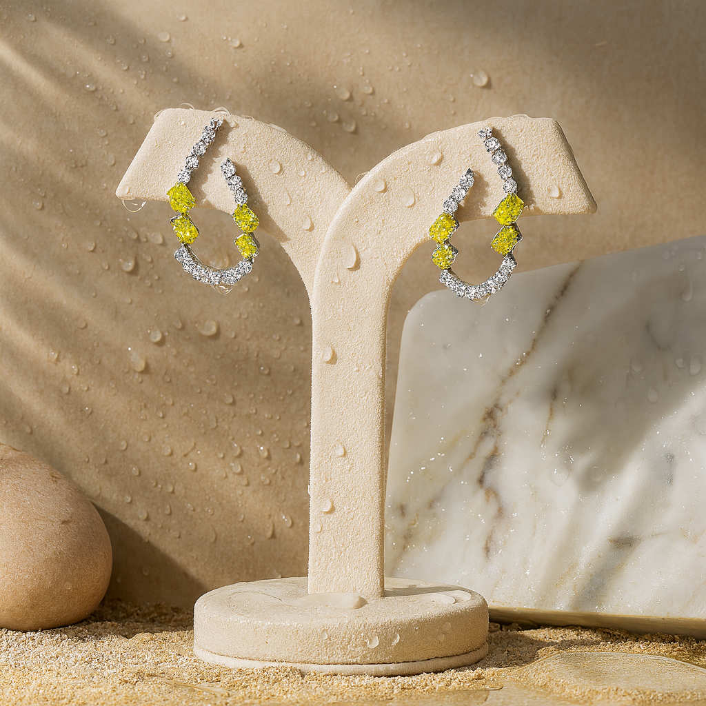 Aanura Pink Crystal Sparkling Hoop Earrings