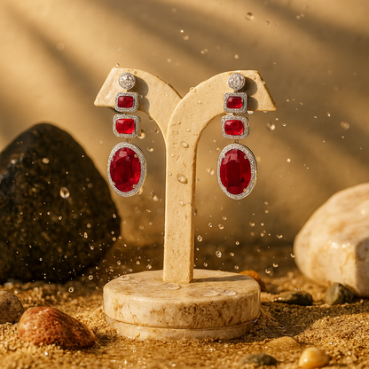 Emerald Cascade Triple Dangle Earrings