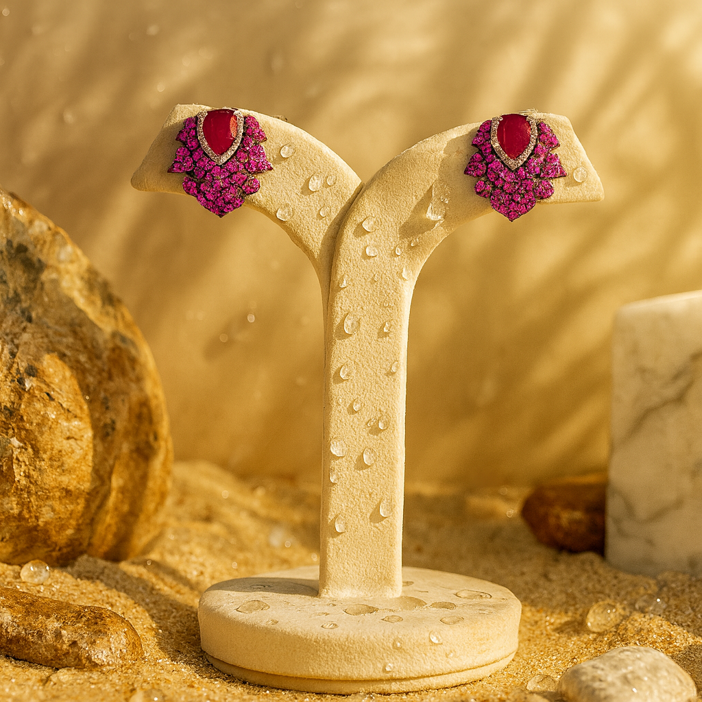 Aanura Emerald Green Leaf Stud Earrings