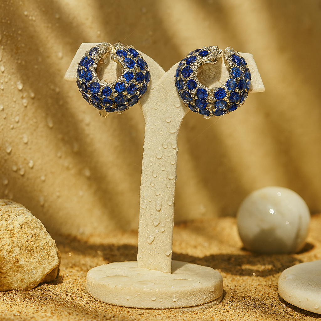 Aanura Emerald Green Encrusted Hoop Earrings