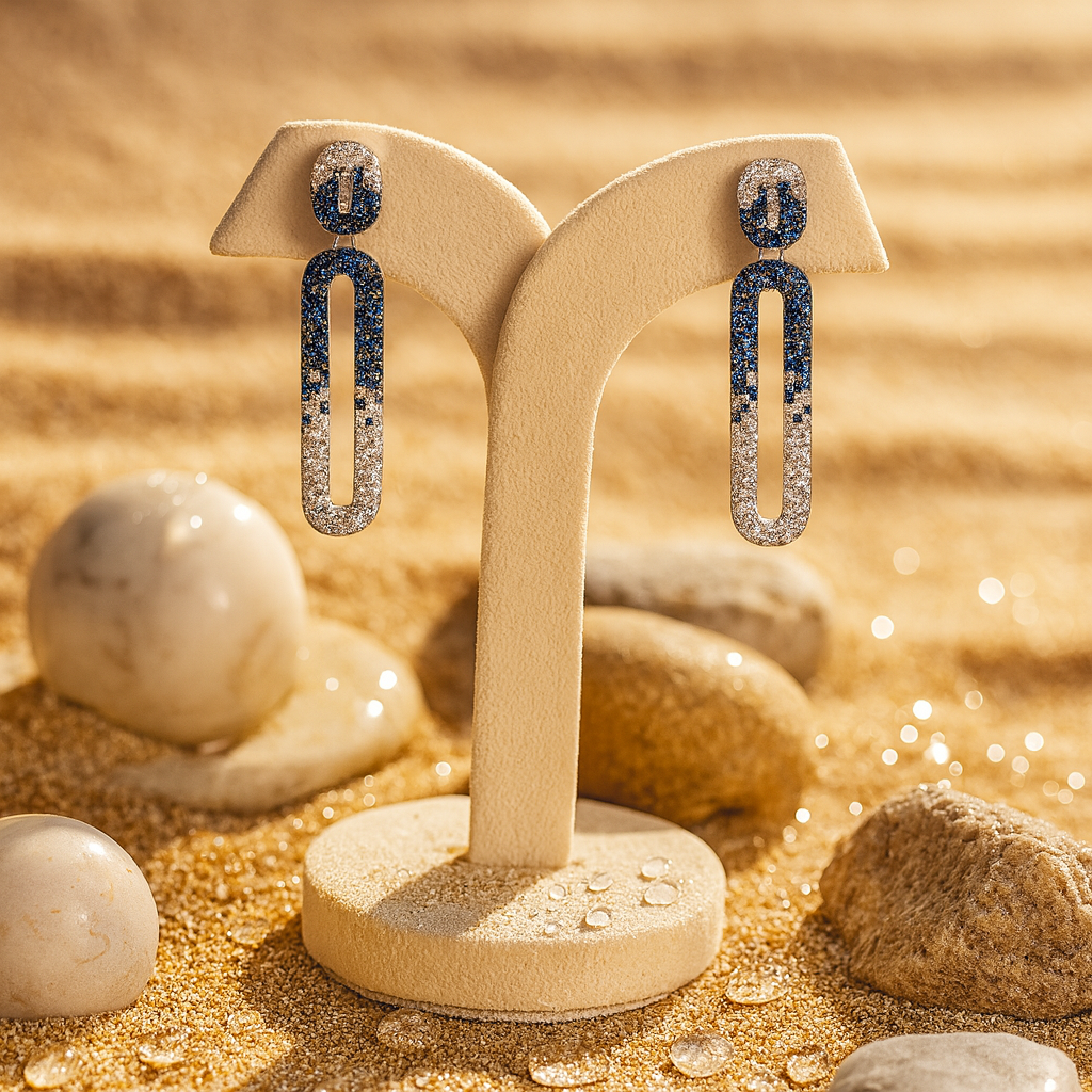 Aanura Blue & White Gradient Drop Earrings