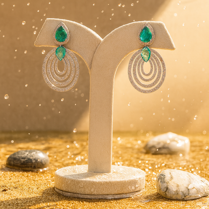 Aanura Emerald Teardrop Multi-Hoop Dangle Earrings