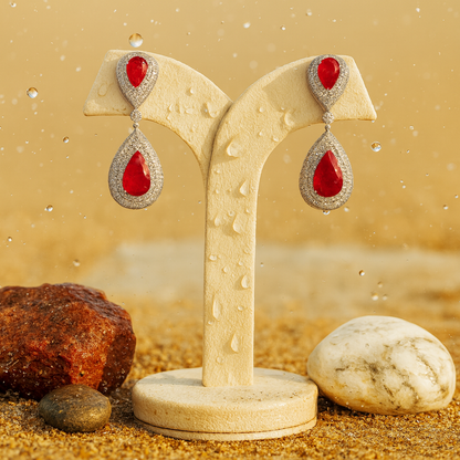 Aanura Ruby Teardrop Double Dangle Earrings