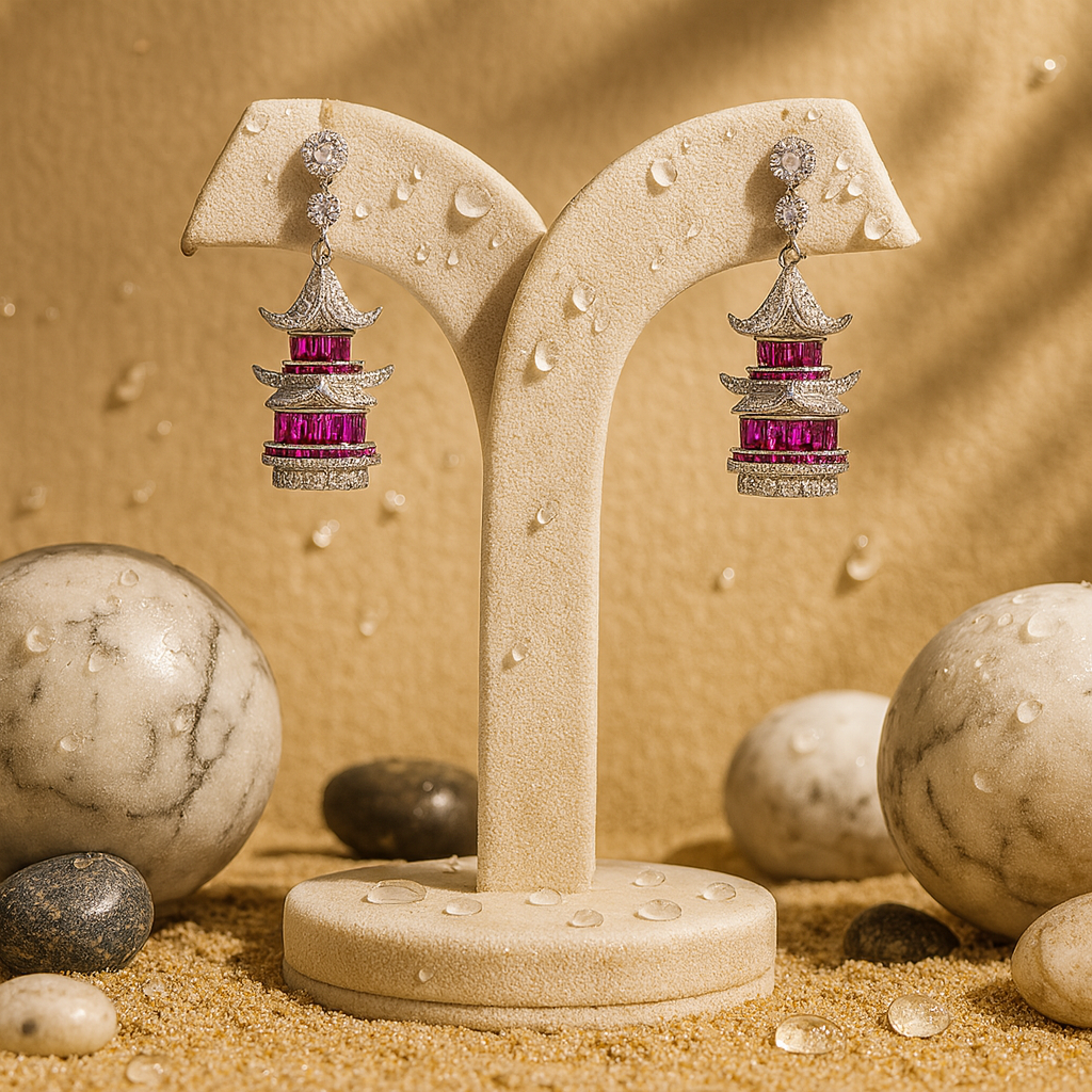 Aanura Ruby Pagoda-Inspired Statement Earrings