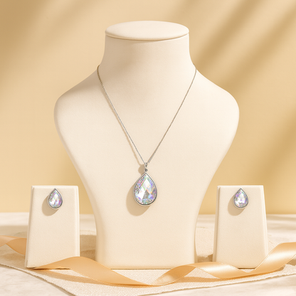 Aanura Crystal Teardrop Necklace & Earrings Set
