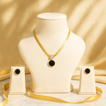 Aanura Golden Circle Drop Necklace & Earrings Set