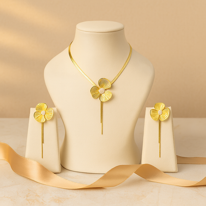 Aanura Orchid Bloom Necklace & Earrings Set