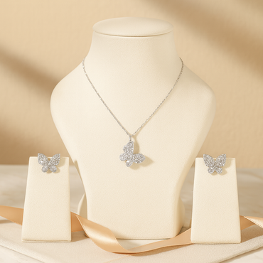 Aanura Crystal Butterfly Necklace & Earrings Set