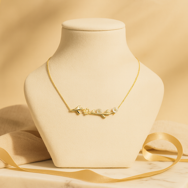 Aanura Floral Gold Necklace with Pearl Accents