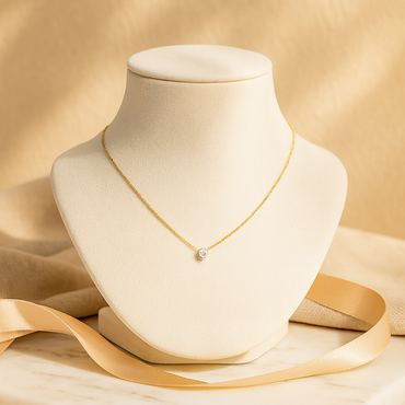 Aanura Minimal Gold Necklace with Solitaire Pendant