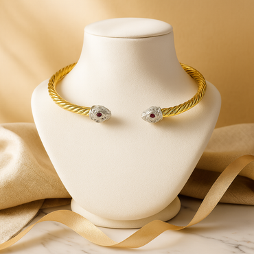 Aanura Gold Twisted Cable Choker – Stainless Steel Jewelry