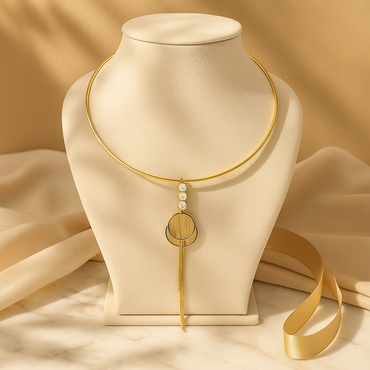Aanura Gold Leaf Pendant Choker – Stainless Steel Jewelr