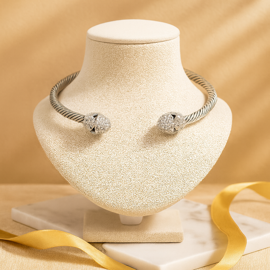 Aanura Twisted Cable Choker – Stainless Steel Jewelry