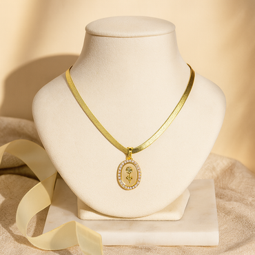 Aanura Gold Om Necklace – Stainless Steel CZ