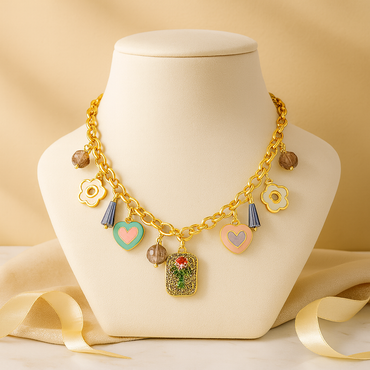 Aanura Colorful Gold Necklace with Stainless Steel