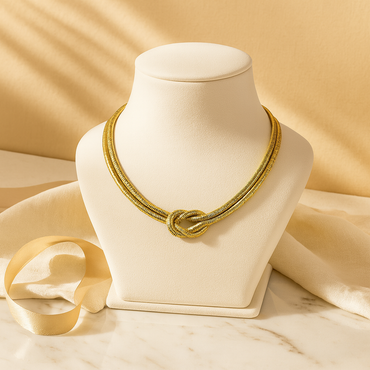 Aanura Gold Knot Statement Necklace – Stainless Steel