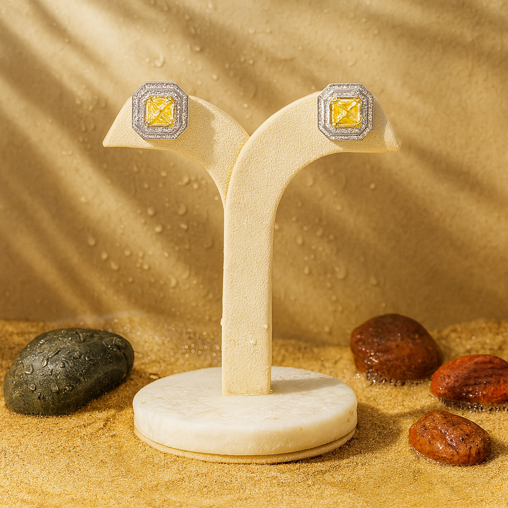 Aanura Ruby & Emerald Octagon Stud Earrings