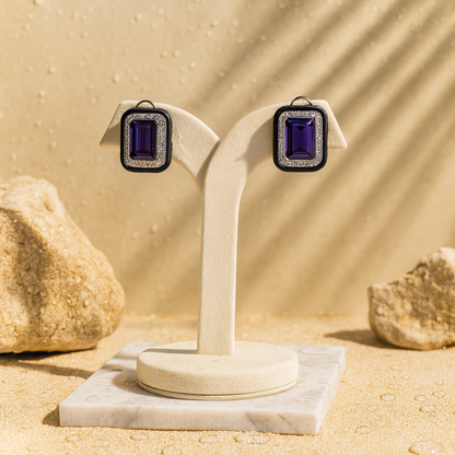 Aanura Champagne Rectangular Stud Earrings