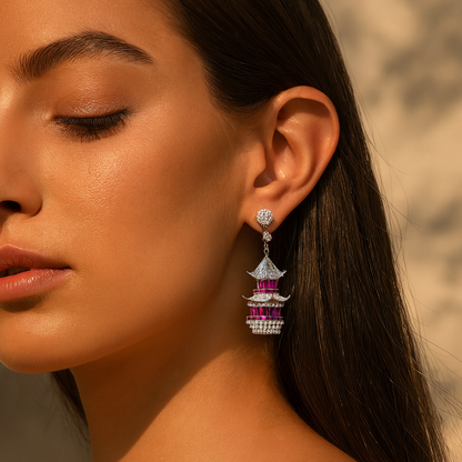 Aanura Ruby Pagoda-Inspired Statement Earrings