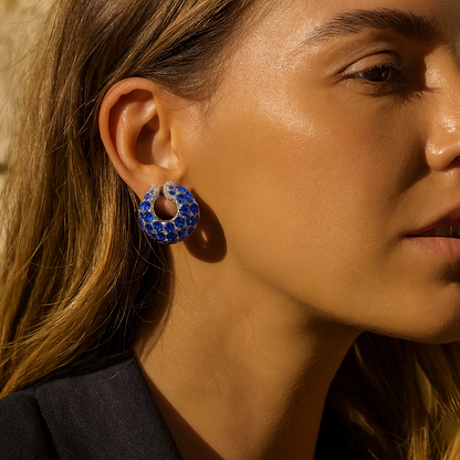 Aanura Emerald Green Encrusted Hoop Earrings