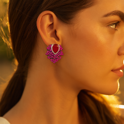 Aanura Emerald Green Leaf Stud Earrings