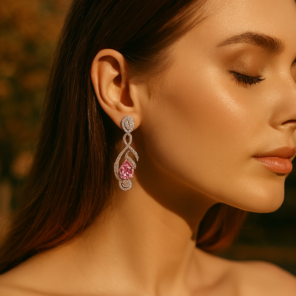 Aanura Silver Yellow Teardrop Crystal Drop Earrings