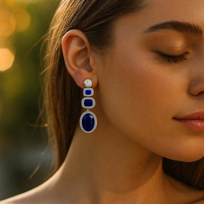 Emerald Cascade Triple Dangle Earrings