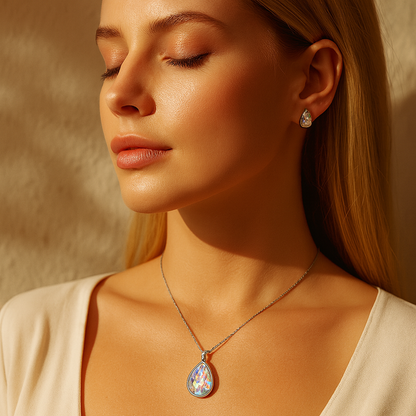 Elegant Teardrop Crystal Necklace & Earrings Set
