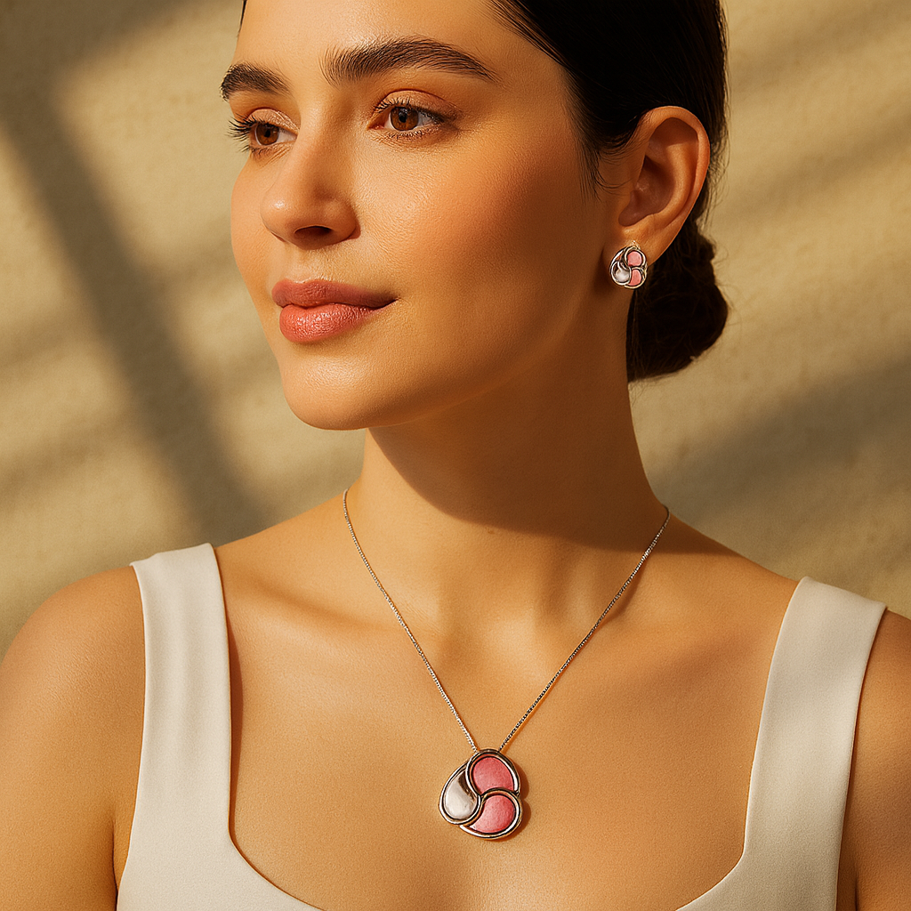 Aanura Abstract Swirl Necklace & Earrings Set