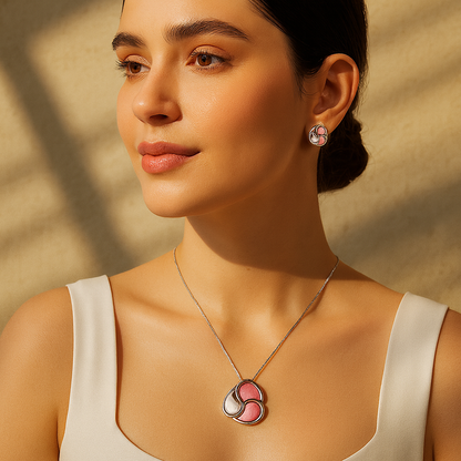 Aanura Abstract Swirl Necklace & Earrings Set