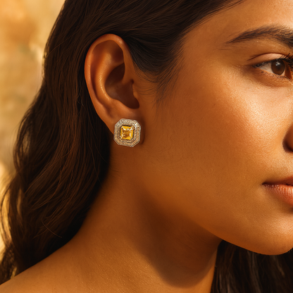 Aanura Ruby & Emerald Octagon Stud Earrings