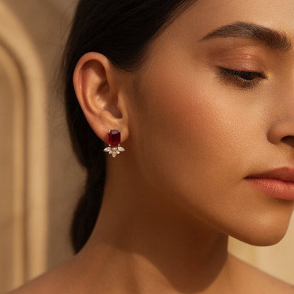 Aanura Yellow Cushion-Cut CZ Cluster Earrings