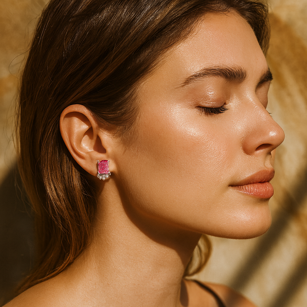 Aanura Yellow Cushion-Cut CZ Cluster Earrings