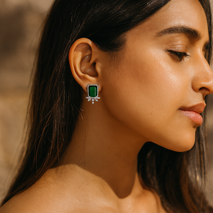 Aanura Yellow Cushion-Cut CZ Cluster Earrings