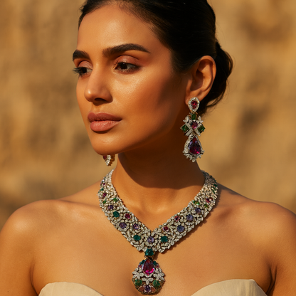 Aanura Multi-Gemstone Royal Necklace Set