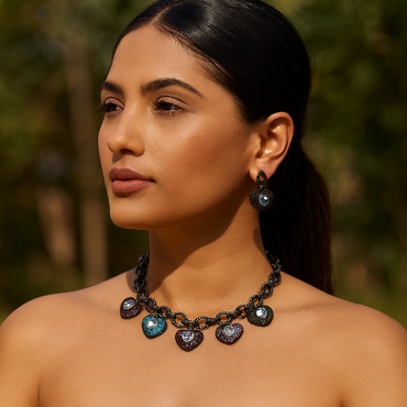 Aanura Multi-Coloured Heart Charm Necklace