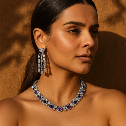 Aanura Royal Violet Stone Necklace Set