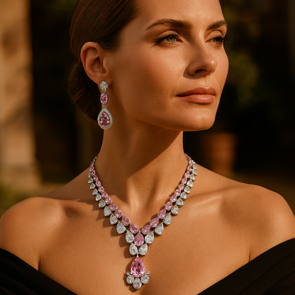 Aanura Majestic Yellow & White Drop Necklace Set