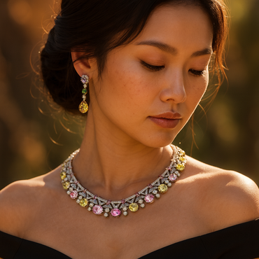 Aanura Yellow & Pink Gemstone Choker Necklace