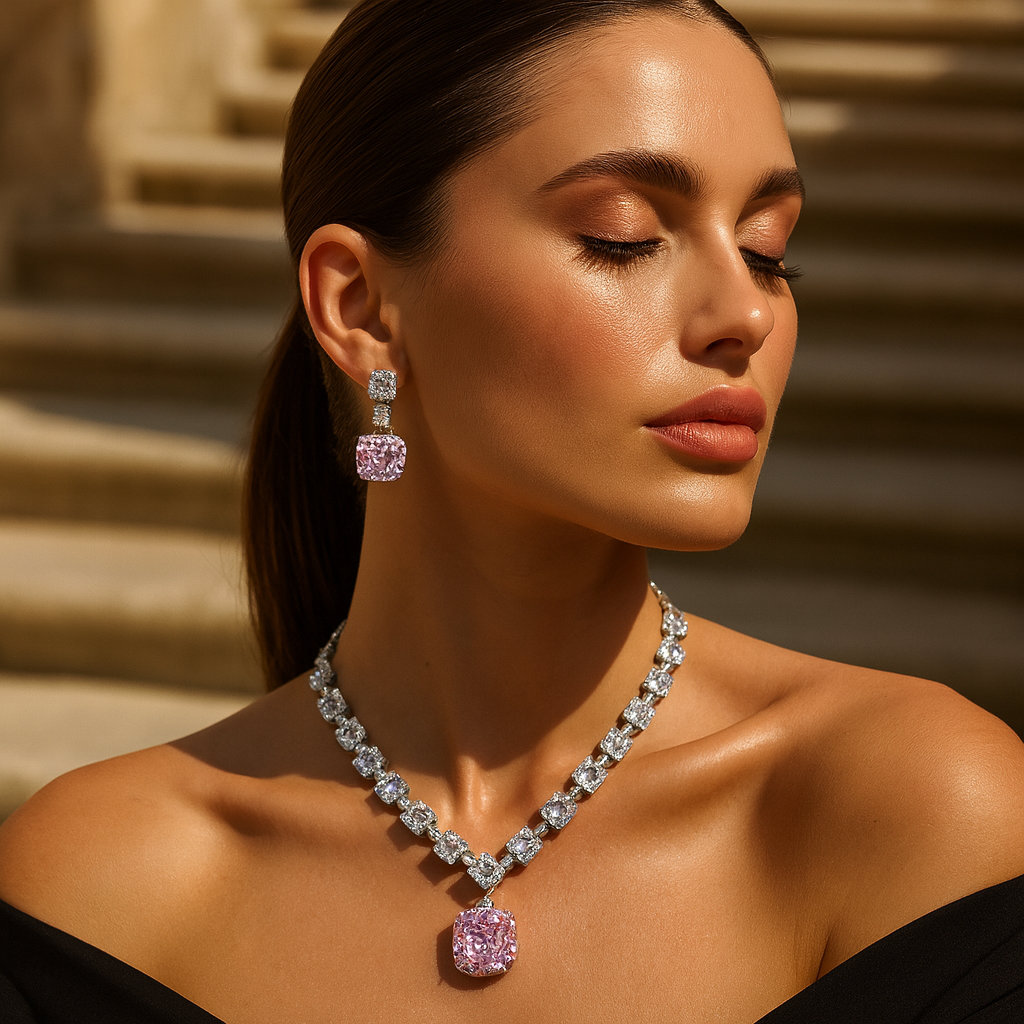 Aanura Royal Canary Yellow Diamond Necklace Set