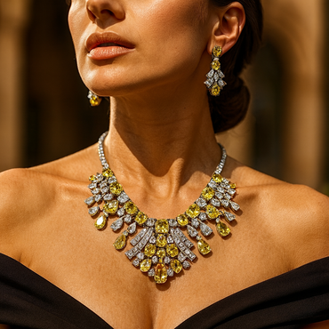 Aanura Radiant Yellow Gemstone Necklace Set