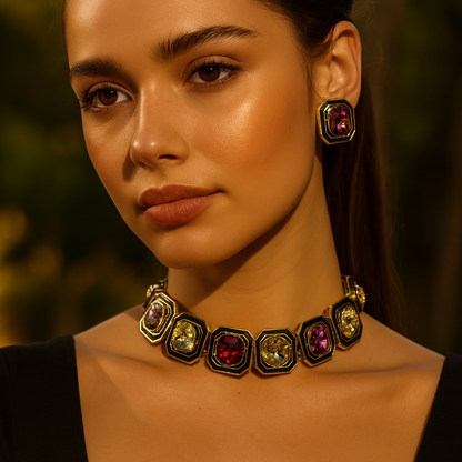 Aanura Bold Multi-Colour Gemstone Choker Necklace