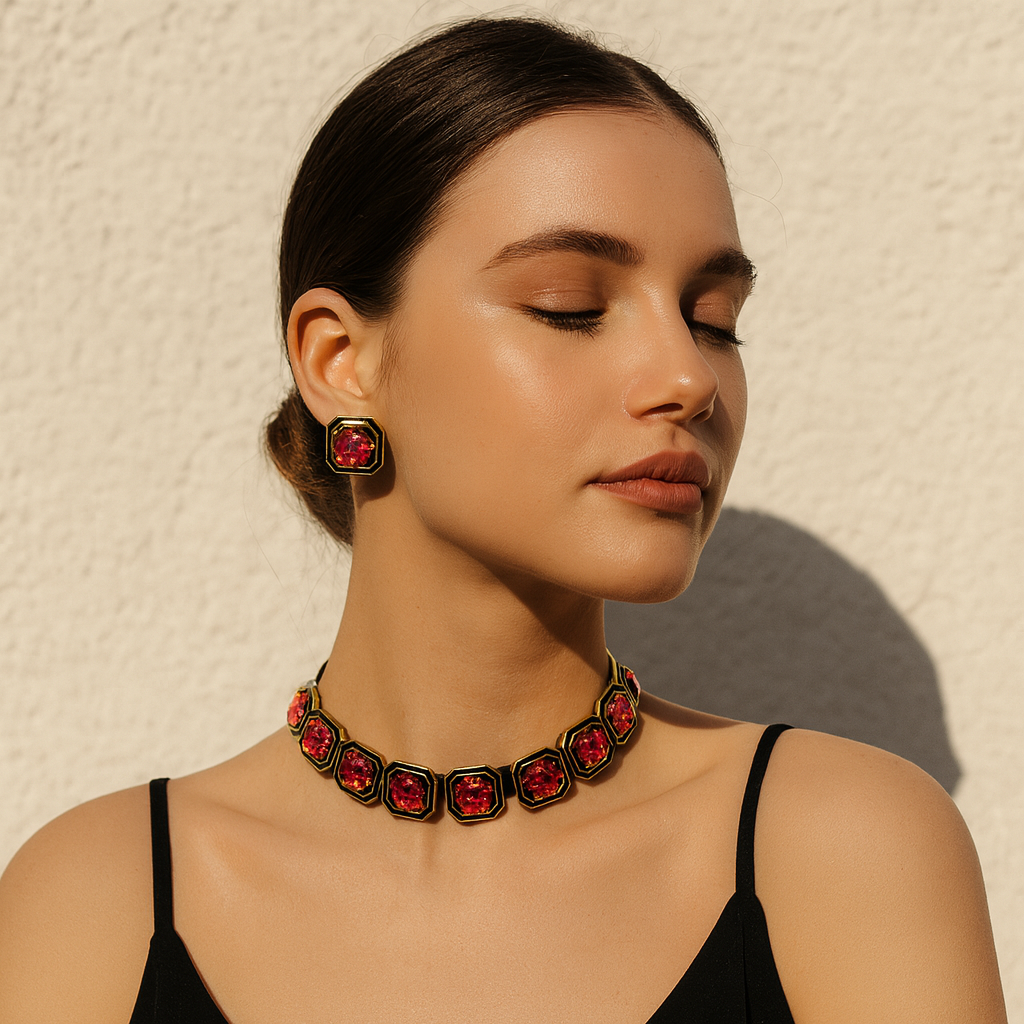 Aanura Bold Multi-Colour Gemstone Choker Necklace