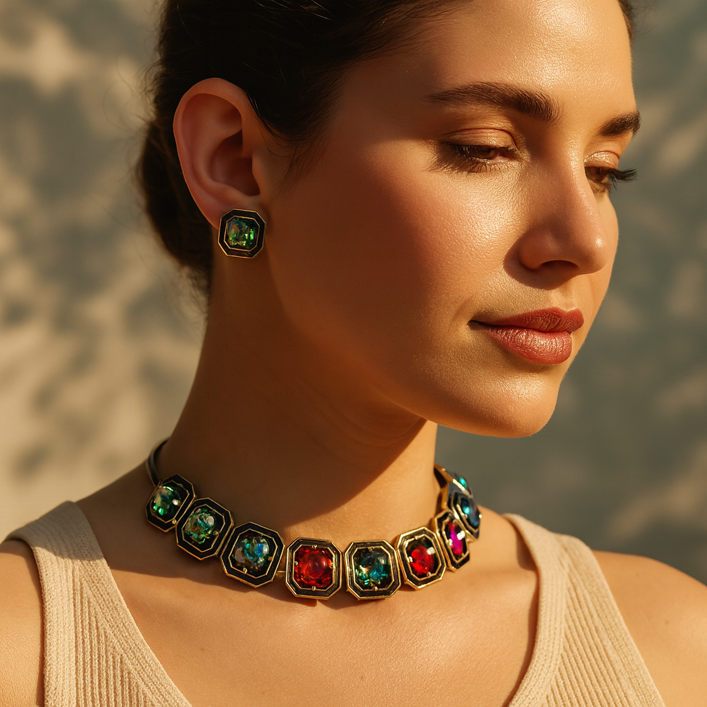 Aanura Bold Multi-Colour Gemstone Choker Necklace