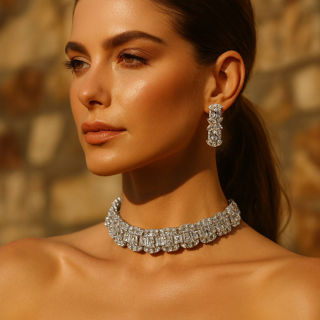 Aanura Green Emerald Choker Necklace Set