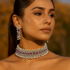 Aanura Emerald Pearl Choker Necklace Set