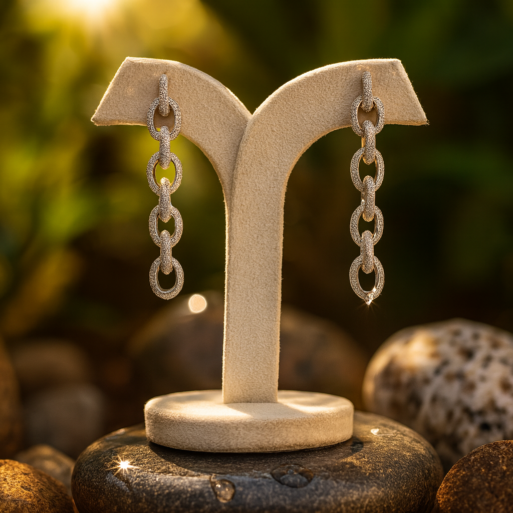 Aanura Royal Blue Oval Stud Earrings with CZ Halo